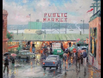 Marché de Pike Place Thomas Kinkade Peinture à l'huile